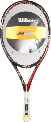 

Wilson Khamsin Five BLX 108 Red, Black, Gold Unstrung Tennis Racquet(G4 - 4 1/2 Inches, 272 g), Black;gold;red