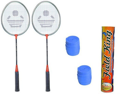 

Cosco CB-120 Badminton Kit- ( 2 Racket, 2 Grip and Field King Shuttle Cock- Pack of 10 ) Multicolor Strung Badminton Racquet(G5 - 3 Inches, 260 g)