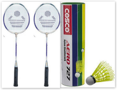 

Cosco cb-115 and aero 727 nylon shuttle cock Multicolor, Pink, Red, Black Strung Badminton Racquet(G5 - 3 Inches, 300 g), Black;multicolor;pink;red