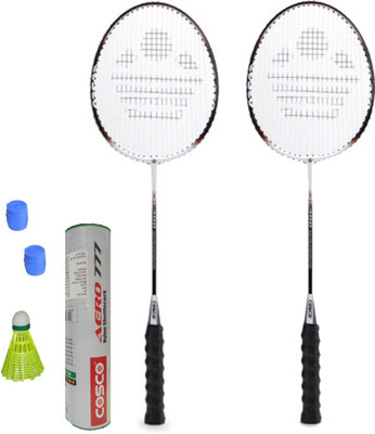 

Cosco CB-300 Badminton Kit- ( 2 Racket, 2 Grip, Aero 777 Nylon Shuttle Cock- Pack of 6 ) Multicolor Strung Badminton Racquet(G5 - 3 Inches, 260 g)