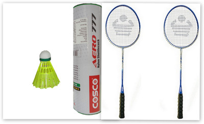 

Cosco CBX-400 and Aero 777 Nylon Shuttle Cock Multicolor, Red, Black, Blue Strung Badminton Racquet(G5 - 3 Inches, 100 g), Black;blue;multicolor;red