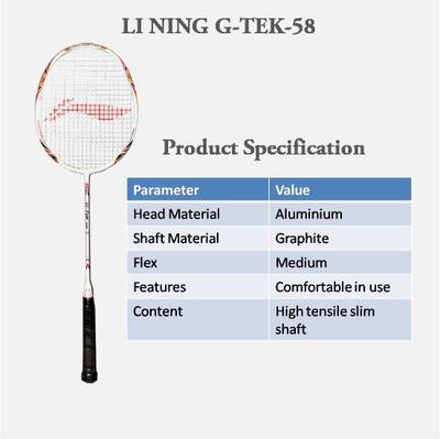 Li-Ning G-Tek 58 Strung Badminton Racquet