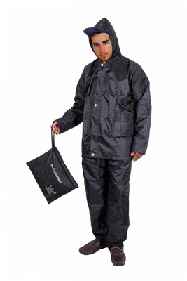 Black Urbanlifestylers Complete Rain Suit With Carry Bag Raincoat