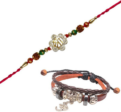 

Young & Forever Bracelet Set(1 Rakhi & 1 Om charm Bracelet)