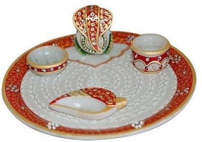 

Shreeng Lord Ganesha Marble Pooja Thali Marble(1 Pieces, Multicolor)