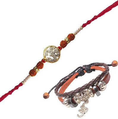 

Young & Forever Rudraksh Set(1 Rudraksh Rakhi & 1 Om charm Bracelet)