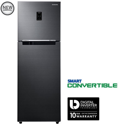 

Samsung 321 L Frost Free Double Door 3 Star Refrigerator(Black Inox, RT34K3723BS/HL)