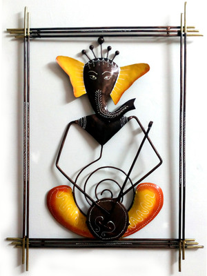 

Uniqkrafts God Ganesha Playing Sarangi Iron Religious Frame