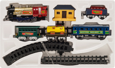 

Venus-Planet of toys Union Express Cargo Train Set Train Set with Real Smoke, Authentic Lights, and Sounds - A Full Set with Locomotive Engine, Cargo Cars, Tracks & Platform (Multicolour)(Multicolor)