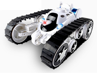 

Montez Rc Tank Battle Stunt Car with LED lights and Music Transformation 360°Flip(White)