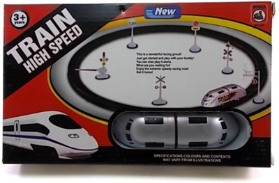 

Vishwakarma Enterprises High Speed Train With Track And Signals(Silver, Black), Black;silver