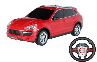 

Toy House Officially Licensed 1:24 Porsche Cayenne Rechargeable car with Gravity sensor steering Remote, Red(Red)