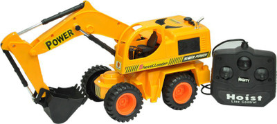 Khareedi Wire Remote Control Jcb Construction Shovel Loader Excavator Truck Toy(Yellow)