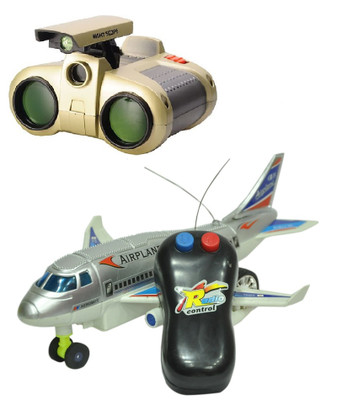

New Pinch Remote Aeroplane 2 Channel Radio Control (Running, Not Flying) with binocular toy(Multicolor)