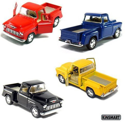 

Kinsmart Die-cast Chevy Stepside Pick-Up Pull Back Action Cars.(Multicolor)