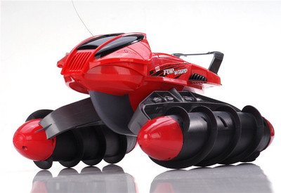 Toys Bhoomi 3-in-1 Cross-country 4CH High Speed Amphibious RC Stunt Boat Car Tank Vehicle(Red)