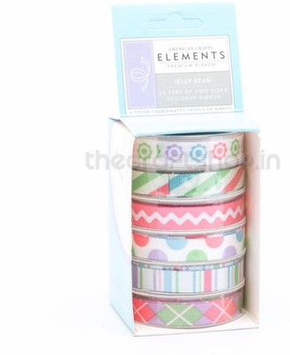 

American Crafts 8731 Multicolor Satin Ribbon(Pack of 6)