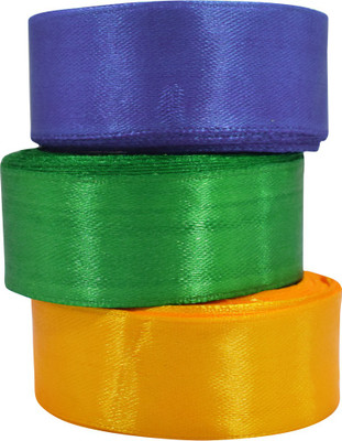 

AsianHobbyCrafts (1624_B) Satin Ribbon **Length 10m each "Pack of 3 For Scrapbooking, HobbyCrafts etc. Multicolor Satin Ribbon(Pack of 3)