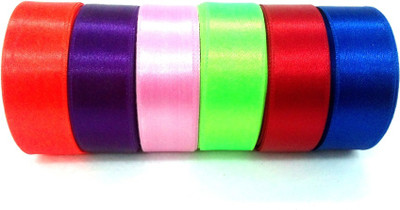 

Vardhman Satan Ribbon 1inches Multicolor Satin Ribbon(Pack of 6)