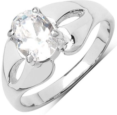 Johareez Sterling Silver Cubic Zirconia Rhodium Plated Ring