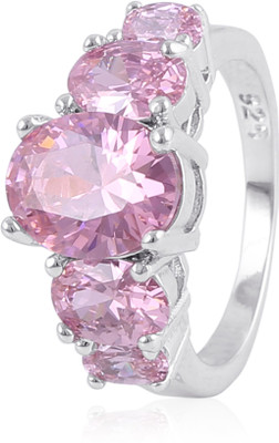 

Fasherati crystal Rhodium plated Crystal Crystal Ring, Pink