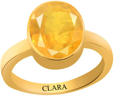 

Clara Yellow Sapphire Pukhraj 6.5 carat or 7.25ratti Panchdhatu Silver Sapphire Yellow Gold Plated Ring