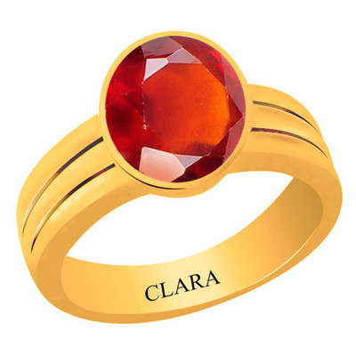 

Clara Gomed Hessonite 5.5 carat or 6.25ratti Panchdhatu Silver Garnet Yellow Gold Plated Ring