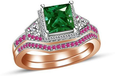 

Anopchand Tilokchand Jewellers Silver Cubic Zirconia Gold-plated Plated Ring, Pink