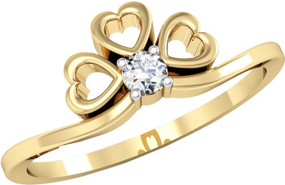 

Kataria Jewellers American Diamonds Hearts Valentines 92.5 BIS Hallmarked Silver Ring, Yellow