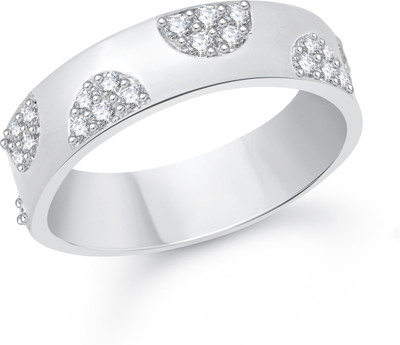 

VK Jewels Side Stones Alloy Cubic Zirconia Rhodium Plated Ring, Silver