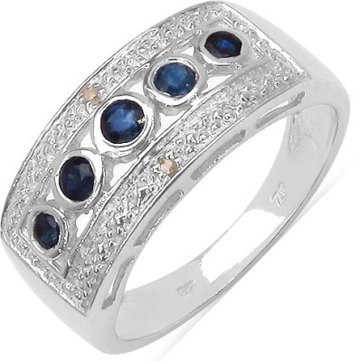 Johareez Sterling Silver Sapphire Sterling Silver Plated Ring