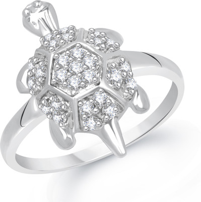 

VK Jewels Divine Tortoise Alloy Cubic Zirconia Rhodium Plated Ring, Silver