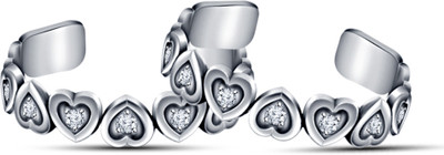 37% OFF on Kirati Delightful Heart Design Valentine Day Gift Sterling Silver Cubic Zirconia Platinum Plated Toe Ring