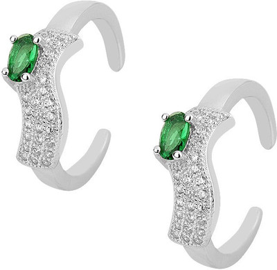 

Jewel99 Bella Silver Swarovski Zirconia Platinum Plated Toe Ring, Green