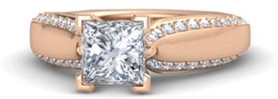 

Anopchand Tilokchand Jewellers Solitaire Engagement Sterling Silver Cubic Zirconia Gold-plated Plated Ring, Pink
