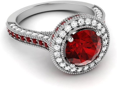 

Parshva Diam Silver Ruby Gold-plated Plated Ring, White