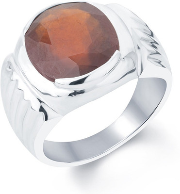 

G-Luck Gomed Stone Weight - 8.4 Carat / 9.88 Ratti Silver Garnet Ring, Red