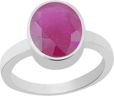 

S Kumar Gems & Jewels Sterling Silver Ruby Ring, Pink