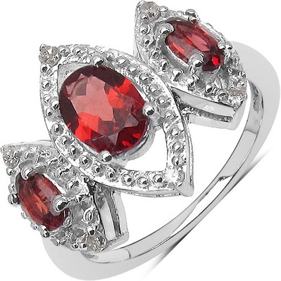 

Johareez Sterling Silver Garnet Sterling Silver Plated Ring, Red