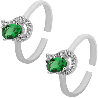 

Jewel99 Bella Silver Swarovski Zirconia Platinum Plated Toe Ring, Green