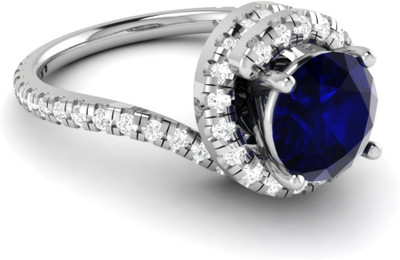 

Ciemme Gemstone Collection Blue Sapphire Halo Twisted Silver Sapphire Gold-plated Plated Ring, White