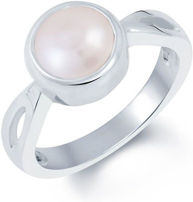 

G-Luck Moti Stone Weight - 2.1 Carat / 2.47 Ratti Silver Pearl Ring, White