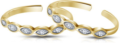 22% OFF on Kirati Valentine Day Gift For Girlfriend / Wife Adjustable New Design Sterling Silver Cubic Zirconia Yellow Gold Plated Toe Ring