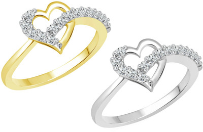 

Vighnaharta Valetine Selfie Alloy Cubic Zirconia Gold-plated Plated Ring Set, Gold;silver