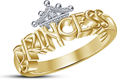 

Vorra Fashion Princess Crown Sterling Silver Cubic Zirconia Gold-plated Plated Ring, Yellow