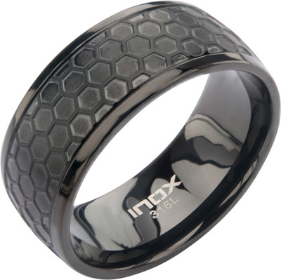 

Inox Jewelry Honeycomb Pattern Stainless Steel Ring, Black