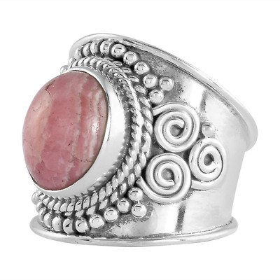

Zivah Rhodochrosite Ornate Sterling Silver Ring, Pink