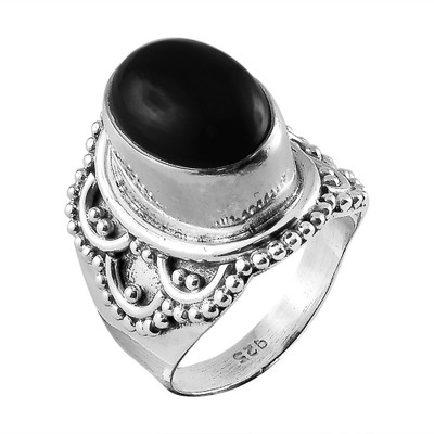 

Zivah Ornate Sterling Silver Onyx Ring, Black