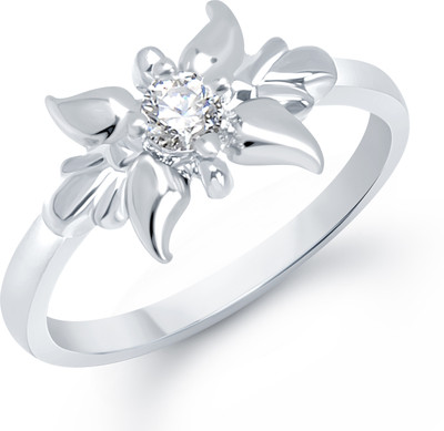 VK Jewels Lily Flower Shaped for Women and Girls Alloy Cubic Zirconia Rhodium Plated Ring
