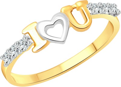 VIGHNAHARTA I Love U Alloy Cubic Zirconia Gold Plated Ring